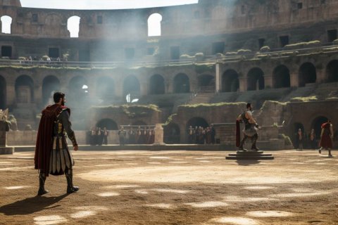 Spectacol de gladiatori în Roma